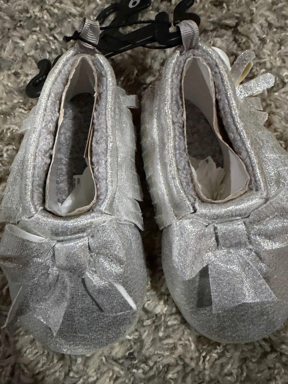 Wonder Nation Silver Slipper Moccasin Shoe Sherpa Lined